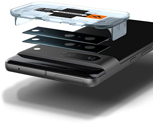 Spigen Glas.tR EZ Fit Optik Kameraschutz kompatibel mit Google Pixel 7, 2 Stück, Schwarz, Anti-Kratzer, 9H Härte Schutzfolie
