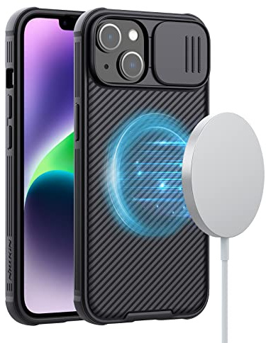 Nillkin Compatible with iPhone 14 Plus Case MagSafe, CamShield Pro Magnetic Case with Sliding Camera Protective Cover, Support Wireless Charging Cover for iPhone 14 Plus 6.7 inch - Black