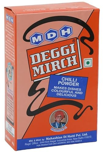 MDH Deggi Mirch 100g (Pack of 1)- Enhances the flavours of the meal - A must-have Indian Spice Red Chilli Powder in the kitchen – Spices Mix Curry Masala Recipe Mixes Casserole Seasoning Herbs