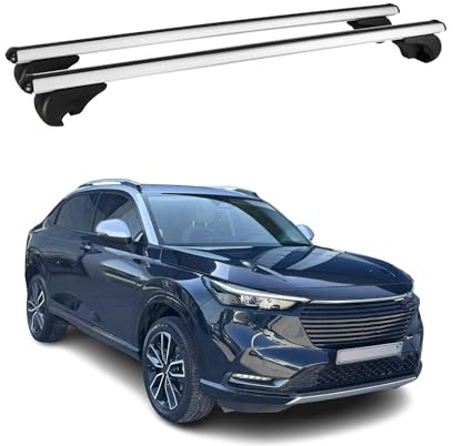OMAC Dachträger Grundtäger kompatibel mit Honda HR-V 2021-2025 Aluminium 75kg Silber 2tlg Offene Reling für Fahrradträger, Dachboxen, Skiträger Abschließbar