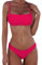 meioro Ensemble Maillot de Bain Bikini pour Femmes Bas de Maillot Taille Basse Maillots de Bain à String sans Armatures pour Nager(Rose Vif,XL)