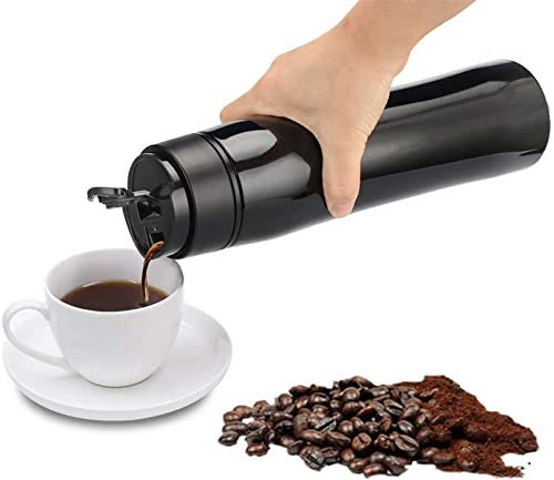 Portable Press Coffee Maker,Vacuum Insulated Travel Mug,Leak Proof Cafetière,Versatile Coffee Flask,Stainless Steel