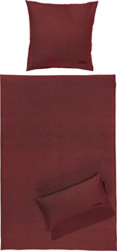 LOOKS BY WOLFGANG JOOP Bettwäsche Melange-Flanell Bordeaux Größe 155x220 cm (80x80 cm)