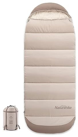 Naturehike Baumwoll-Flanell-Camping-Schlafsack 5-12,2 °C mit Kapuze und tragbarem Kompressionssack, für 3-4 Jahreszeiten, Wandern, Outdoor, Reisen, leicht und tragbar für Abenteuer (Holz Braun-B400)