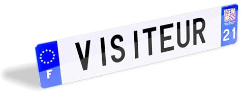 Cache Plaque immatriculation Texte personnalisé, Ex : Plaque Parking invité, Plaque Voiture Visiteur - 52x11 cm - Plaque Personnalisable