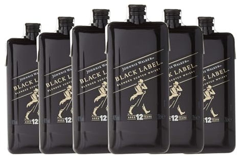 Whisky Blended Johnnie Walker Black Label petaca plástico Reserva Botellín 20 cl (Caja de 6 Botellín de 20 cl)