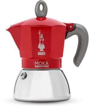 Bialetti Moka Induction - Exclusive Cafetière à moka Rouge, Acier inoxydable