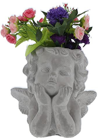 RXMORI Engel-Blumentopf, Kleine Engel-Vase Im Retro-Stil, Engel-Pflanzgefäße für Sukkulenten, Zement-Engel-Blumentopf, Tischdekoration für Wohnzimmer, Gartendekoration