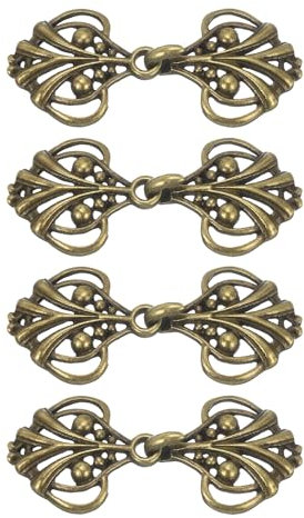 QUARKZMAN Broche de Capa, 4 Pares de Ganchos y Ojos para Coser, Cierres Vintage para Capas, Jerséis, Cuellos de Chal y Cardigans (Bronce)