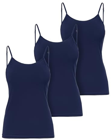 Ladeheid Unterhemd Damen Spaghetti Top Baumwoll Unterwäsche Damen, Weiches Tank Top, Unterhemden, Set 3 Stück LA40-263