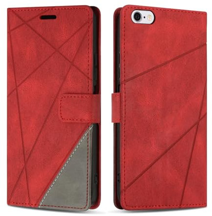 SONWO Cover per iPhone 6s Plus/iPhone 6 Plus, Flip Caso in PU Pelle Case Cover Custodia con Slot per Schede e Supporto Stand per iPhone 6s Plus/iPhone 6 Plus, Rosso