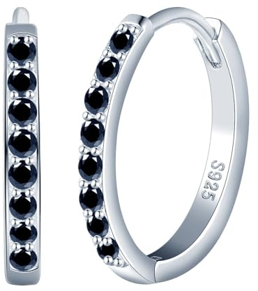 CPSLOVE Elegante Damen Ohrringe 925 Sterling Silber Creolen Mädchen Fashion Reifen Ohrringe mit Zirkonia Hoop Durchmesser 1.4cm