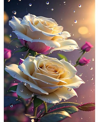 Blume Diamond Painting Erwachsene, Rose 5D Diamond Painting Bilder, DIY Diamant Kunst Malerei Stickerei Set Kreuzstich Bilder Home Wand Dekor (30x40cm)