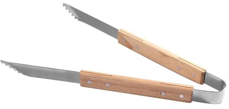 IMEEA Grillzange Edelstahl Grill Zubehör Grillbesteck Holzgriff Grill BBQ Fleischzange Geschenke für Grillfans 36cm