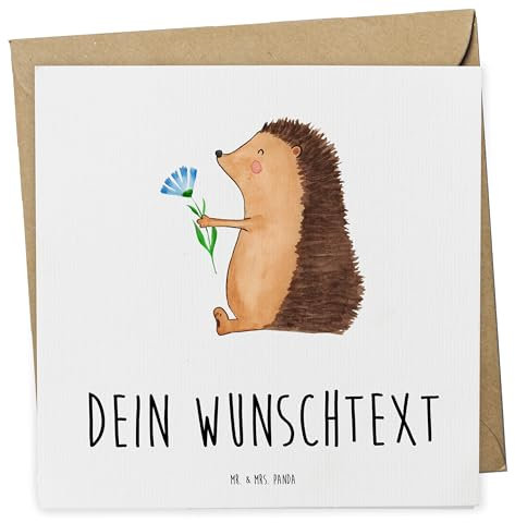 Mr. & Mrs. Panda Personalisierte Deluxe Karte Igel Blumen - Geschenke, Krankenhaus, Genesungswünsche, Krankheit, Lustige Sprüche, Grußkarten Personalisiert, Besuch, Hochzeitskarte, Geburtstagskarte