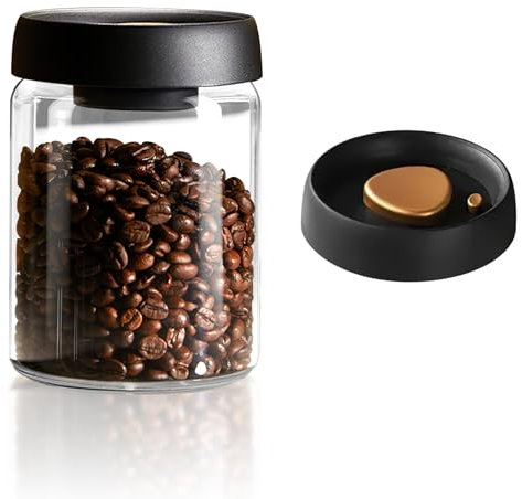 La Llareta 900ml Food Storage Canister, Airtight Coffee Canister, Clear Glass Storage Jar, with ABS Lid, for Coffee, Spices, Sugar, Biscuits, Candies