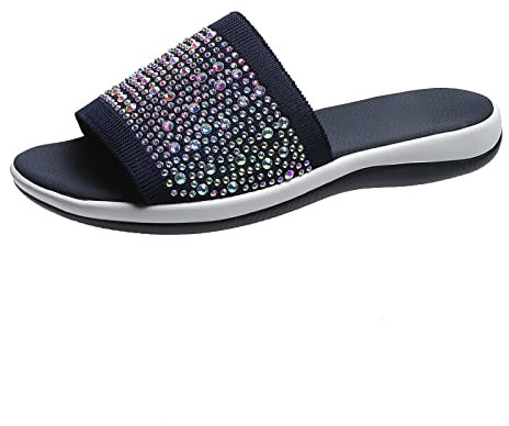 JokeLomple Original Damen Slides - Sommer Slingback Orthopädische Slide Sommer Schwarz Espadrilles Schlappen Wolkenschuhe Lässige Schleife rutschfest Badeschuhe Strand Reisen Trekking