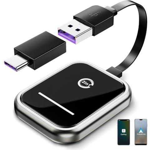 Wireless CarPlay Adapter for Apple iPhone iOS 10+, 2 in 1 Android Auto Wireless Adapter for Phone Android 11+, Wired to Wireless Only for Cars with OEM Wired CarPlay & Android Auto from 2016