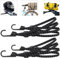 2 Pièces Tendeurs Elastique avec Crochets, étendeur vélo, Sangle élastique Moto, Sangle Bagage, Sangle de Casque, Tendeurs Elastique Noir, Sangle Moto etc.
