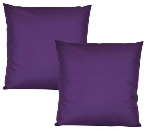 JACK 2er Set Outdoor Kissenhülle Kissenbezug 50x50cm Wasserfest Sitzkissen Lounge Kissen Garten Stuhl Lotus Effekt, Farbe:Violett