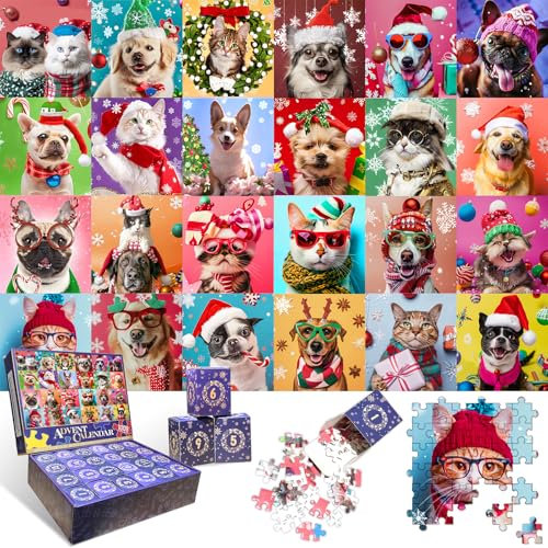 Advent Calendar 2024 Christmas Jigsaw Puzzles for Adults 24 Boxs 1008 Pieces,Christmas Advent Calendar Puzzle Countdown Calendar, Family Game for Kids Teens Adults