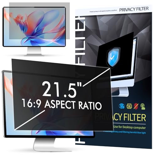21.5 Inch Computer Privacy Filter for 16:9 Computer Monitor, SOPPY Removable Privacy Screen Protector, Anti Blue Light, Anti-Glare Computer Privacy Film for Monitor 21.5 HP Dell Acer Lenovo Asus