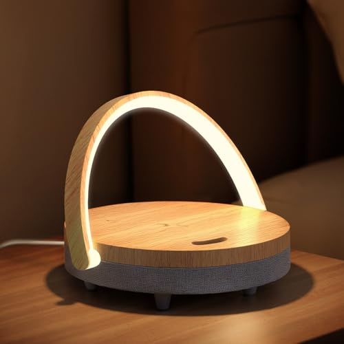 EZVALO Geburtstagsgeschenke für Frauen, Musik Tischlampe mit Kabellosem Ladegerät, 4 in 1 Touch Nachttischlampe, Bluetooth Lautsprecher, Telefonhalter, Dimmbare LED Nachtlichter Geburtstagsgeschenke