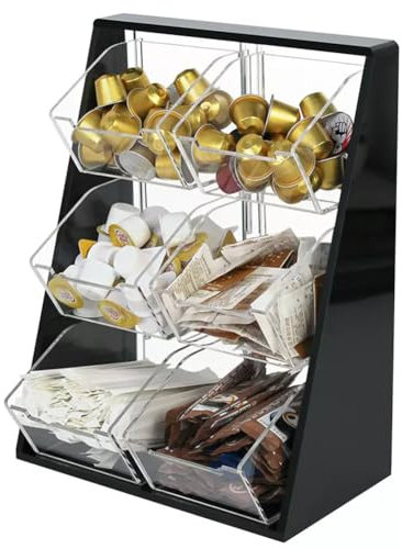 Caja contenedor para cápsulas de café Soporte for cápsulas de café con 6 cestas de gran capacidad, accesorios de barra de café for K Cup Nespresso Vertuoline, recipiente for almacenar dulces en bolsit