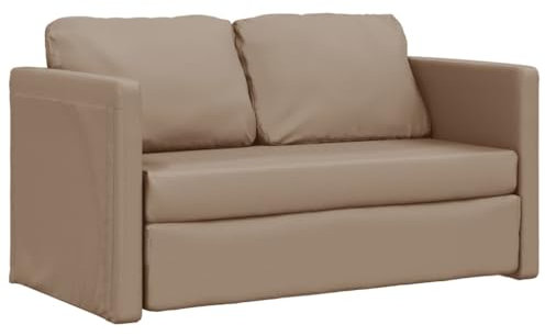 Hommdiy Bodensofa mit Schlaffunktion,klappcouch mit schlaffunktion,Cappuccino-Braun 112x174x58 cm Kunstleder