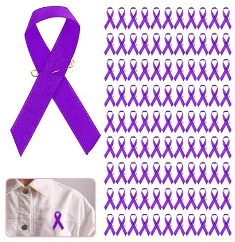 Lot de 100 Broches de Sensibilisation à La Violence Domestique Pin's Ruban Violet Broche Épingles à En Violet, Violet Broche Pour La Sensibilisation à La Violence Domestique