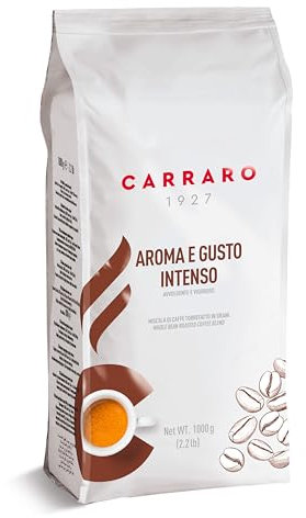 CARRARO 1927 Aroma e Gusto Intenso, 100% Robusta Dark Roast Whole Coffee Beans 1kg - Strong Coffee - Intensity 10/10, Rich Crema, Premium Beans from Vietnam & Uganda, Made in Italy