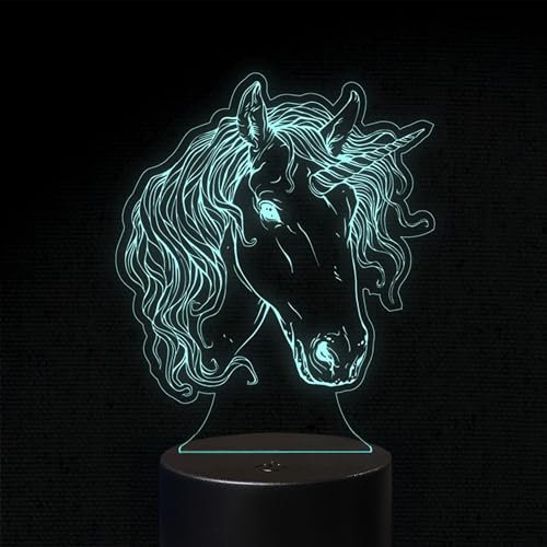 INDIGOS UG - 3D LED Nachttischlampe - Pferd - Touch-Nachtlicht - Illusion, Geschenk - Weihnachten Geburtstag Junge - Mädchen Nachtlicht