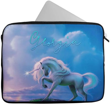 Personalised Any Name Unicorn Design Laptop Case Sleeve Tablet Bag Gift Chromebook 25 (9-10 inch)