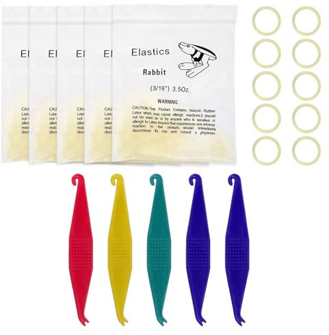 500 Pcs Orthodontic Elastic Bands,3/16 Inch Braces Teeth Gap,Braces Bands with 5 Pcs Placers Braces Teeth Accessory,Fake Braces for Crooked Teeth Braces Teeth Gap(Random Color)