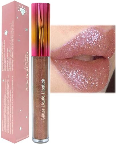 Sparkling Lip Gloss with Diamond Shimmer for Women & Girls - Long-Lasting, Non-Stick Cup for Glamorous Makeup Looks