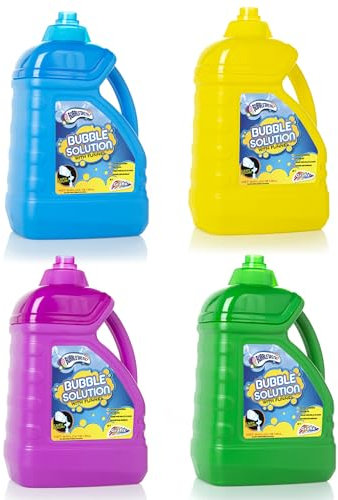 Grafix Bubble Solution 4-Pack | 7.2L Total | Giant Bubble Mixture for Machines, Wands & Outdoor Play | No-Spill Funnel Cap | Party Fun for Kids