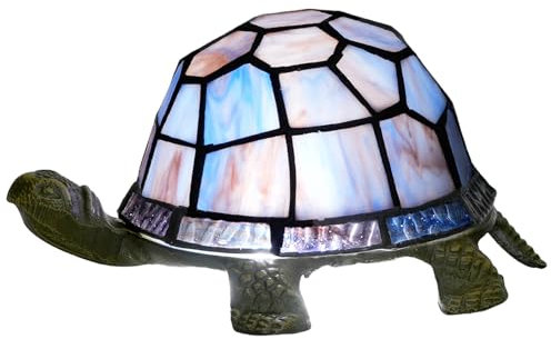 NUODITOS Kleine Schildkröte Nachtlicht Tiffany Style Stained Glass Accent Tischlampe Schlafzimmer Wohnzimmer Nachttischlampe Mini Licht Kinder Geschenke Niedliches Licht