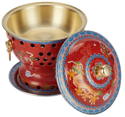 Emaillierter Kupfer-Hot Pot – Tragbarer Kocher für eine Portion, umweltfreundlich, für Alkohol/Brennstoff, handgefertigtes Geschirr aus Messing und reinem Kupfer für drinnen,H