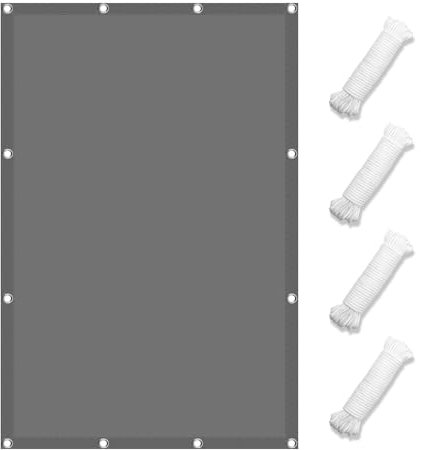 Sonnensegel 360 x 540 cm Wasserabweisendes Sonnensegel Sichtschutz Sonnenschutz Carport mit Ösen Segeltuch 4 × 1.5 M Seile für Garten Terrasse, Hellgrau