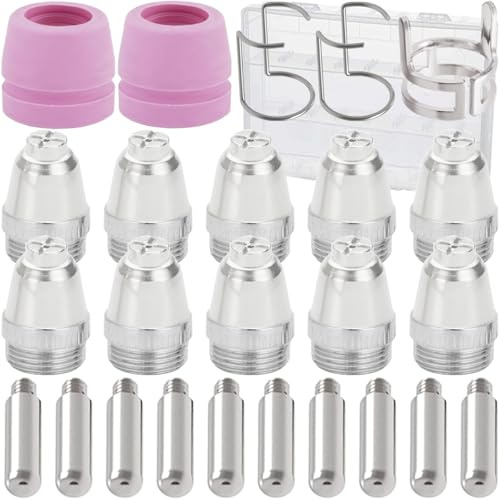 EATBALE Consumibles antorcha de Plasma para SG-55, AG-60, WSD-60 Pistola de soldar, electrodo de Punta Extensible Soporte de Copa de cerámica guía de Alambre Boquilla Kit de Accesorios
