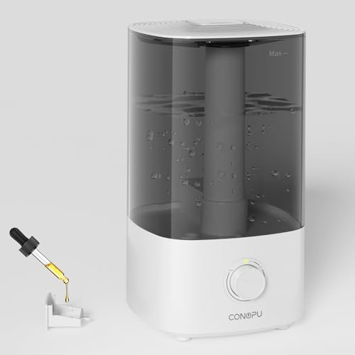 CONOPU Luftbefeuchter, 4L Luftbefeuchter Schlafzimmer für Große Räume, 30h Aromatherapie-Diffusor für Schlafzimmer, Kinderzimmer & Pflanzen, 300 ml/h Nebelleistung, Auroraweiß