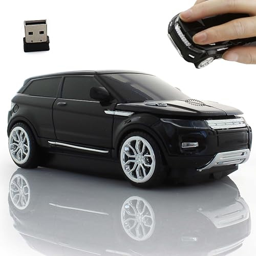 Wireless Mouse Cool Car Shape Optical Ergonomic Gaming Silent Portable Cordless Office USB Mice for Boy Men Student Gift with USB Receiver,for Computer Laptop Macbook PC with 3 Buttons （Black）