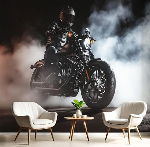 3D Papier Peint Ciel Nocturne Noir Hip-Hop Moto 400×280cm Tissus Non Tissés Papier Peint Panoramique Pour Salon Chambre Chambre D'Enfant Décoration Murale