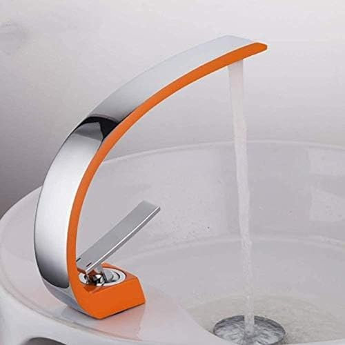 Küchenhacktack Küche Tap Kitchen Kippen Tap Modern Home Chrom Orange Messing Badezimmer Becken Wasserhahn Kalt und heißer Wassermischer Haken Bad Waschbecken Taps Mixer, Waschbecken Wasserhahn