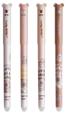 Radierbarer Kugelschreiber Set - 5er Pack Süße Tiermotive mit Comic-Design Hirsch, Bär, Panda, Zebra-Blau/Schwarz (G-4PCS, Blau)
