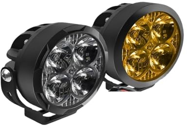 KUNYOS Faros de motocicleta Faro Adicional Superbrillante Para Motocicleta, Luces De Proyector LED Todoterreno De Largo Alcance, 12 V Y 24 V(2PCS with Line)