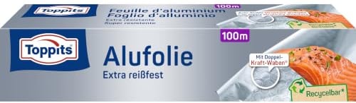 Toppits Alufolie - 1 x 100 m, Extra reißfest, Ideal zum Kochen, Grillen & Frischhalten, Premium Qualität für Haushalt und Gastronomie