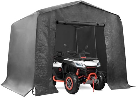 Refugio de almacenamiento al aire libre de 6 x 10 x 6 pies, garaje portátil resistente, impermeable y protección contra la nieve, toldo de coche con marco de metal para motocicleta, bicicleta