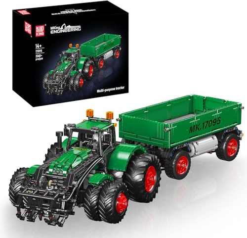 Mould King 17095 RC Traktor mit Anhänger Klemmbausteine – 2368 Teile Technik Bausatz, Ferngesteuertes Landwirtschaftsmodell mit Motor & Akku, App Steuerung, STEM Spielzeug für Erwachsene