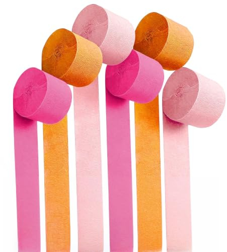 LERANXIN 6 Piezas Rollos de Papel Crepé, 4,5 cm × 25 m, 3 Colores